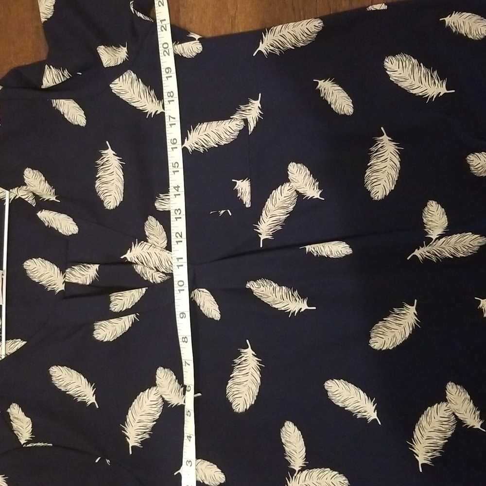 Pixley Long Sleeve Navy With Cream Leaf Print Pullover Top - Picture 3 of 8